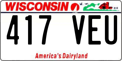 WI license plate 417VEU