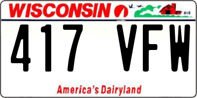 WI license plate 417VFW