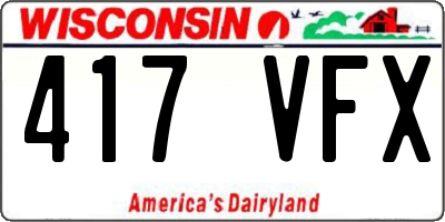 WI license plate 417VFX