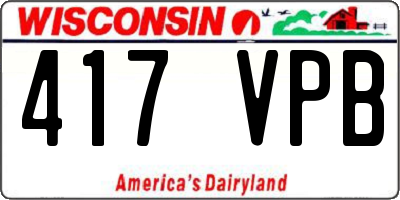 WI license plate 417VPB