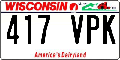 WI license plate 417VPK