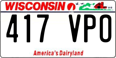 WI license plate 417VPO