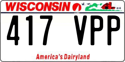 WI license plate 417VPP