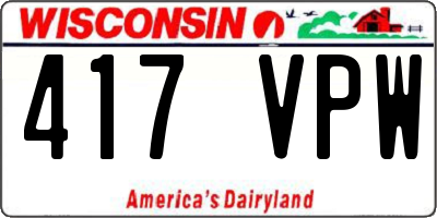 WI license plate 417VPW