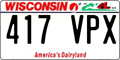WI license plate 417VPX