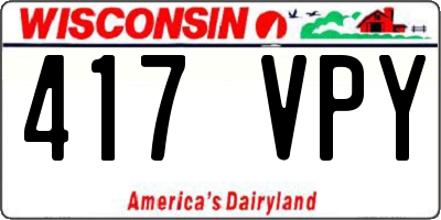 WI license plate 417VPY