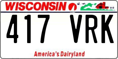 WI license plate 417VRK