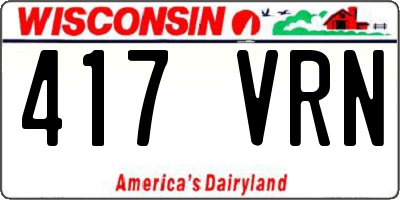 WI license plate 417VRN