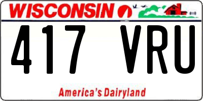 WI license plate 417VRU