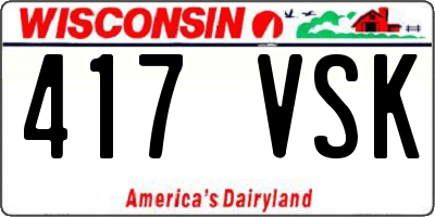 WI license plate 417VSK