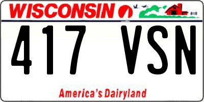 WI license plate 417VSN