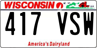 WI license plate 417VSW
