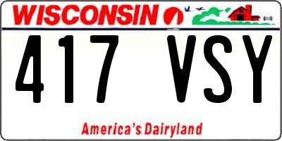 WI license plate 417VSY