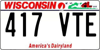 WI license plate 417VTE