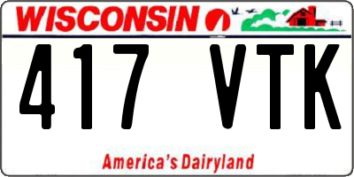 WI license plate 417VTK