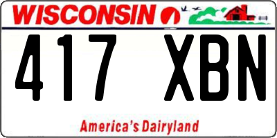 WI license plate 417XBN