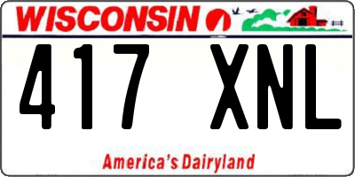 WI license plate 417XNL