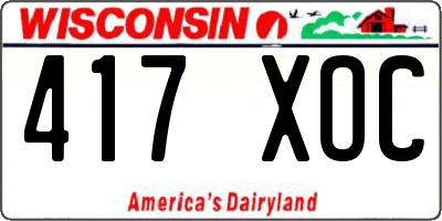WI license plate 417XOC