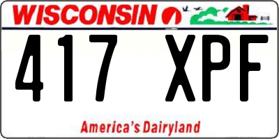 WI license plate 417XPF