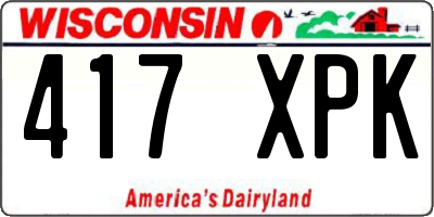 WI license plate 417XPK