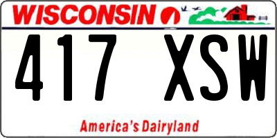 WI license plate 417XSW