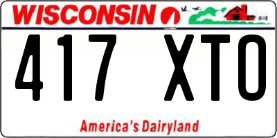 WI license plate 417XTO