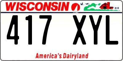 WI license plate 417XYL