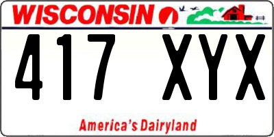 WI license plate 417XYX