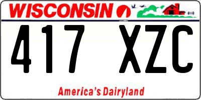 WI license plate 417XZC