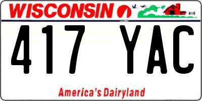 WI license plate 417YAC