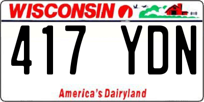 WI license plate 417YDN