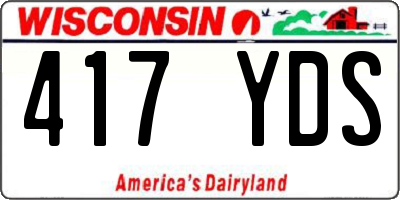 WI license plate 417YDS