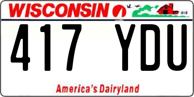 WI license plate 417YDU
