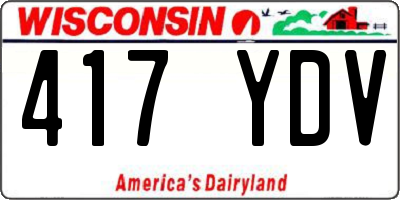 WI license plate 417YDV