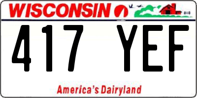 WI license plate 417YEF