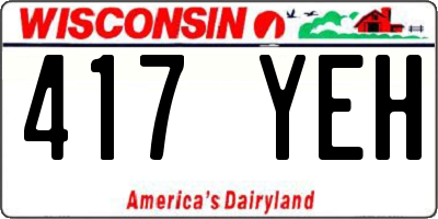 WI license plate 417YEH