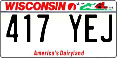 WI license plate 417YEJ