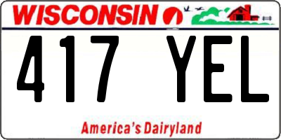 WI license plate 417YEL