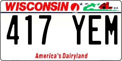 WI license plate 417YEM