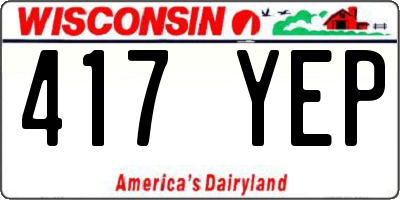 WI license plate 417YEP