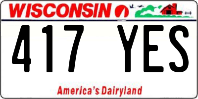 WI license plate 417YES