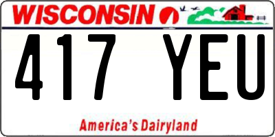 WI license plate 417YEU