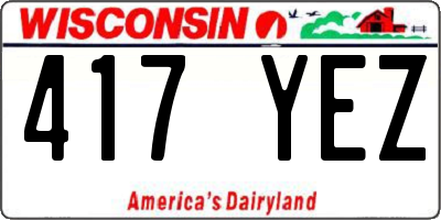 WI license plate 417YEZ
