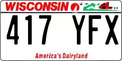 WI license plate 417YFX