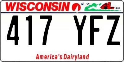 WI license plate 417YFZ