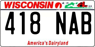 WI license plate 418NAB