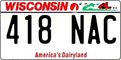 WI license plate 418NAC