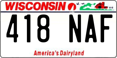 WI license plate 418NAF