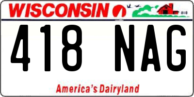 WI license plate 418NAG