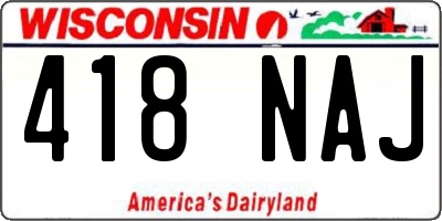 WI license plate 418NAJ